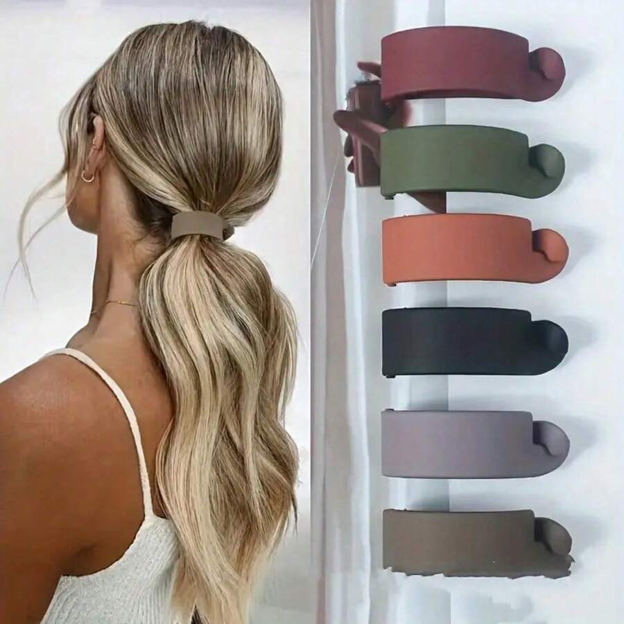 6PCS/SET Ponytail Banana Hair Clips Fishtail Hair Clip Banana Ponytail Holder Clip For Hair Styling Accessories - 彩色 - 查看 1