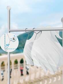 1pc Stainless Steel Clothes Drying Hanger With Clothespin - Silver - View 11