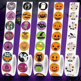 500pcs/1000pcs Christmas Sticker, Halloween Pumpkin Ghost Sticker Packaging Sealing Label Sticker 1inch Gift Stickers Labels Horror Creation Decoration