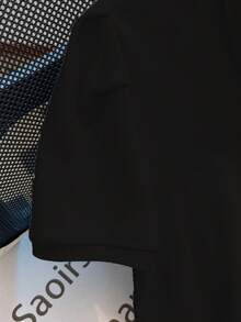 Áo thun đồng phục tay ngắn thêu nơ cho bé gái tuổi teen, thích hợp mặc đi học nhân dịp Quốc khánh Ả Rập Xê Út. - màu đen - Xem 3