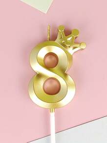 1 pieza Vela de cumpleaños con corona de ópera y número de edad de oro del 0 al 9 para fiesta de cumpleaños, 13 cumpleaños, 10mo cumpleaños, 18 cumpleaños