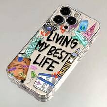 Funda de teléfono con etiqueta en inglés, compatible con Apple 17, 15 Pro Max, 14 Plus, 13, 12, 11, XS, XR, X, 7 y Series S21/S22/S23/S24/S25, A71, A51, A55 - Cobertura completa, diseño de moda, elegante, recortes precisos