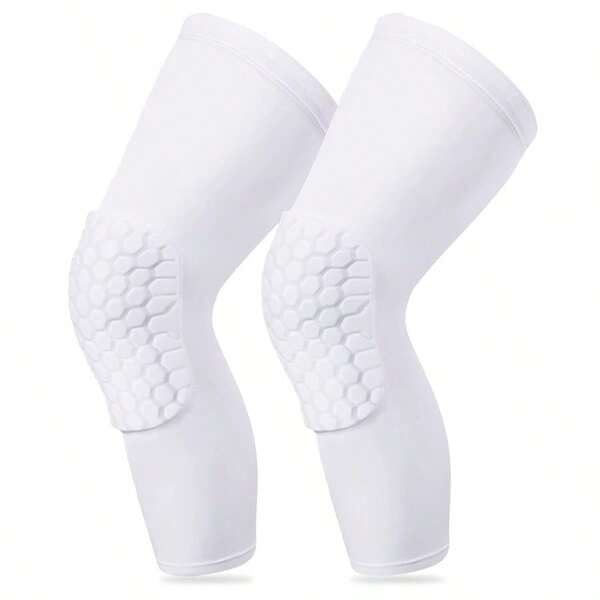 Knee Compression PadsCompression Knee Sleeve For Knee Pain Knee Pads Wrestling Knee Brace Leg Sleeves Honeycomb Pad For Volleyball Basketball Hex Knee Pads Sleeve For Youth And Adult S White 2 Pcs