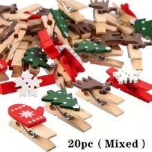 20 Pieces Of Wooden Christmas Wooden Clips, Christmas Trees, Gloves, Deer, Snowflake Cartoon Christmas Wooden Clips, Photo Wooden Clips, Wedding Decoration Wooden Clips, Wooden Pendant Ornaments, Suitable For Holiday Weddings, Family Parties, Birthday Decorations