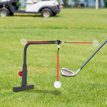 CNCEST Golf Swing Trainer For Outdoor, 3 Adjustable Heights Golf Training Aids Automatic Ball Return Golf Swing Training Aid For Outdoor Golf Practice, Strength & Tempo Training For Chipping Hitting - Đen và đỏ - Xem 1
