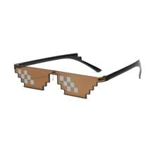 1pc Retro Mosaic Style Fashion Glasses, Vintage Color Tone Glasses Suitable For Men, Pixel Pattern Fashion Fashion Glasses, Funny Glasses For Women