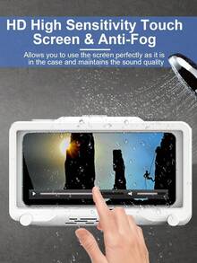 Giá đỡ điện thoại chống nước khi tắm xoay 360° - Vỏ bảo vệ màn hình cảm ứng chống sương mù dùng cho phòng tắm & nhà bếp | Thiết kế treo tường không cần khoan, phù hợp với điện thoại di động 4" - 7" & hầu hết các loại điện thoại thông minh | Vỏ có độ nhạy cao giúp thao tác dễ dàng, lý tưởng cho tường phòng tắm, gương, bồn tắm & khu vực nhà bếp, có thể xoay/không xoay, tương thích với iPhone, điện thoại Android, quà tặng sinh nhật, gia đình, bạn bè. Giá đỡ điện thoại. Phụ kiện điện thoại. - màu đen - Xem 9