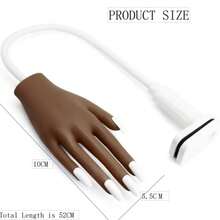 Mano de práctica de uñas acrílicas - Mano de práctica de uñas de silicona, versión mejorada con placas de uñas que nunca se caen, uñas postizas para técnicos de uñas, utilizada para la práctica de uñas, modelo de práctica flexible, viene con 50 placas de uñas. Los dedos ya no se rompen fácilmente - Los dedos tienen un esqueleto de aluminio de 3,2 mm en el interior, conectado a través de todo el dedo, lo que permite que los dedos se doblen en varios ángulos. - Marrón Chocolate - Ver 5