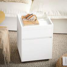 SoBuy FBT121-W, Home Office Mobile File Cabinet With 2 Drawers, Under Desk File Storage Cabinet On Wheels - White - View 3