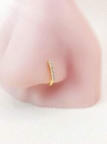 1 قطعة خاتم أنف مزيف من الفولاذ المقاوم للصدأ مطلي بالذهب والزركونيا