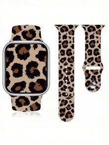 1条男女通用时尚硅胶表带，兼容 40mm、49mm、45mm、42mm、44mm、41mm、38mm，腕带式，兼容Series SE、11、10、9、8、7、6、5、4、3、2、1，手表配件 - 豹紋 - 查看 2