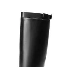 Women's Round-Toe Knee-High Boots Pull On Flat Solid Color Comfortable Fashionable Boots For Fall And Winter - 黑色 - 查看 4