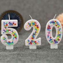 1pc Creative Digital Candle Colorful Bead Decorative Cake Decorative Candle, 0-9 White Background Digital Candle, Suitable For Birthday Cake, Large Festival Party - Multicolor - View 13
