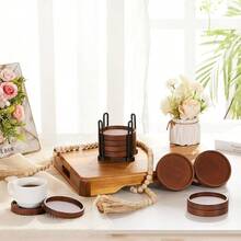 Set Of 6 Wooden Coasters Wit Older Coffee Table Coasters  Drinks Modern Ome R Dining Table Rative Set C Er Bar Rustic Outdoor Wood Coaster - Wood - View 3