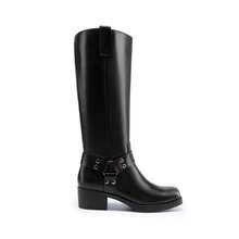 Women's Motorcycle Boots Side Zipper Knee High Boots Square Toe Chunky Low Heel Buckle Decorated Biker Fashion Stylish Riding Boots Festival Dresses For Woman - Rỉ Nâu - Xem 9