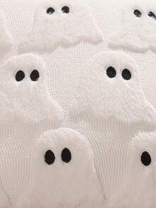 Halloween Decorative Throw Pillow Cover, Ghost Design, Suitable For Thanksgiving, Harvest Season, Living Room, Bedroom, Party, Plush Quilted Embroidery,Fall Decor,Autumn Decor,Room Decor - Black - View 5