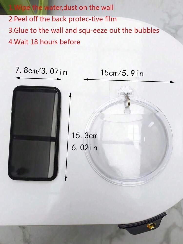 1 pieza Macetero transparente para colgar en la pared, contenedor de plástico sencillo, adecuado para plantas colgantes en el hogar - Multicolor - Añade 2