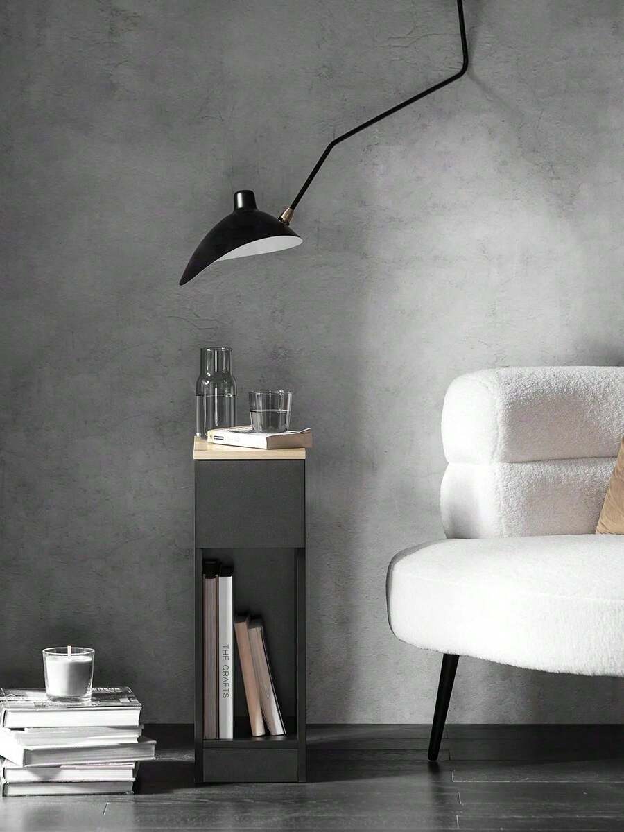 SoBuy Bedside Table With Drawer For Box Spring Bed, Sofa Table, Side Table, Narrow Telephone Table, Nightstand, Bedside Table, Black W X H X D Approx. 20 X 60 X 35 Cm FBT111 - 黑色 - 查看 1
