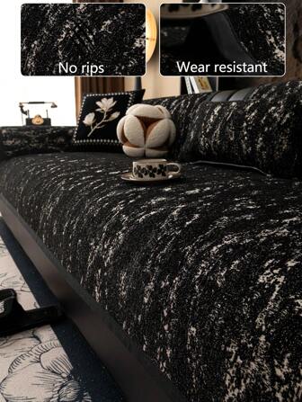 1 husă universală pentru pernă de canapea, pernă de șezut antiderapantă minimalistă modernă, husă de canapea rezistentă la praf și lavabilă, husă de protecție neagră la modă, moale, care nu se decolorează, nu scadă, pentru decor de dormitor, prietenoasă cu animalele de companie, reglabilă pentru canapea de colț, potrivită pentru dormitor, birou, mobilier combinat pentru living, canapea în formă de L și canapea cu 1/2/3/4 locuri