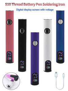 1 szt. Mini lutownica z cyfrowym wyświetlaczem LED i gwintem 510, z wyświetlaczem, przenośna obudowa na baterie 400 mAh, mini zestaw lutowniczy, uchwyt z regulowanym napięciem, z kablem ładującym typu C, wygodne przechowywanie, kompatybilna z narzędziami z końcówką grzewczą, nadaje się do telefonów, komputerów, aparatów fotograficznych i napraw płytek drukowanych