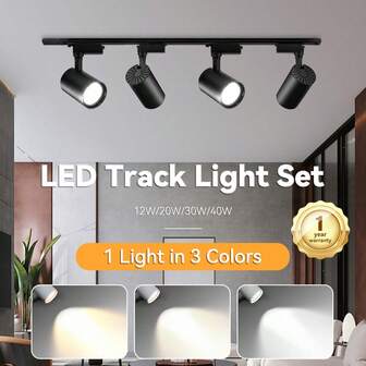 CANMEIJIA (Set) Track Light Black/White Ceiling Lamp Track Light Spotlight Set Track Lamp 220V Ceiling Spot Led Lights Fixture Wall Lamps Rail Lighting COB 12/20/30/40W Home Kitchen