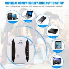 WiFi Extender With Dual Antennas And Signal Booster, 300Mbps High-Speed Coverage | AP Mode + Ethernet Port Eliminates Dead Spots | Perfect For Large-Sized Homes And Stable Gaming And Video Conferencing. Perfect For Home, Work, And Travel. - Black and White - View 6