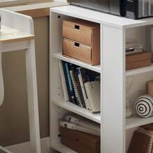 SoBuy FBT68-W, 3 Tiers Storage Shelf On Wheels, Desk Side Printer Shelf, Bookcase Side Table End Table - White - View 7