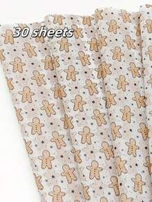 5/10/20 Sheets Brown Gingerbread Man Pattern Tissue Paper, 19.69 X 13.78 Inches, Gift Wrapping Paper Suitable For Weddings, Christmas, Birthday Gifts, Bouquet Fillings, Party Favors, Etc. - Multicolor - View 10