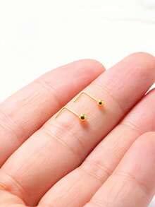 1pc 2.4G 925 Sterling Silver L-Shaped Nose Ring With 2.5mm Ball Top, Unisex - 2.5mm - View 1