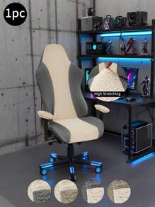 1pc Striped Patchwork Gaming Chair Cover, Elastic Jacquard Removable & Washable Computer Chair Slipcover, Suitable For Office, Bar, Bedroom, Gaming Chair, Home Decor, Autumn Decor, Room Decor, Back To School, School Supplies - Multicolor - View 1
