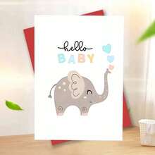 1pc "Welcome Little One" Newborn Card – Adorable Elephant Design (4.33x6.29in + Envelope) | Heartfelt Baby Shower & Birth Announcement Greeting | Perfect Gift For New Parents & Families Celebrating New Arrivals - Multicolor - View 10