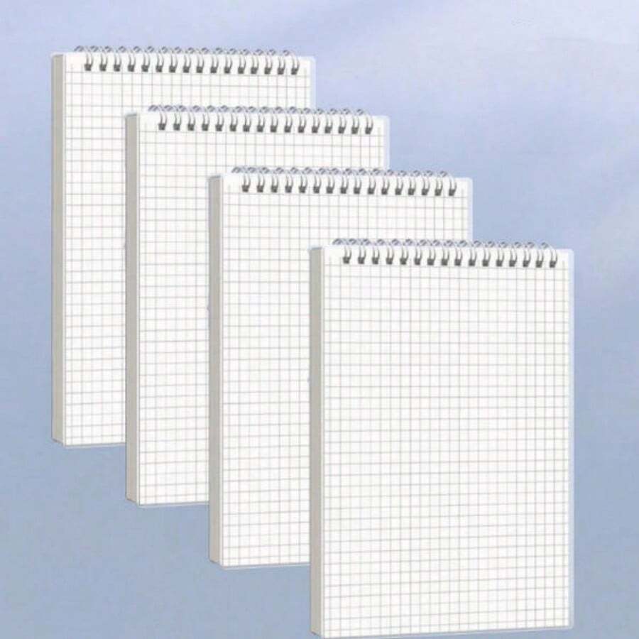 Spiral Grid Notebook, Top-Bound Notebook, Grid Notebook, Shorthand Notebook, Memo Pad, Grid Paper Suitable For Sketching, Drafting Office Supplies, Flip Notebook, Student Learning Notebook, Grid - White - View 1