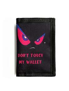 1 件儿童/青少年帆布三折钱包，采用耐用涤纶制成，个性化眼睛图案，钩环扣，适合日常使用和节日礼物 - 彩色 - 查看 10