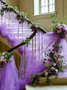 1pc Romantic 393inch Light Purple Sheer Drape Fabric, Long Solid Color Voile Curtain Multipurpose Party Backdrop Veil For Wedding Arch, Home Decoration Wedding Arch Curtain Fabric Background Cloth, Baby Shower Decoration Violet Arch Fabric, Home Decors, Birthday Wedding Party