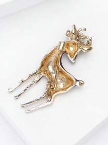 Christmas Rhinestone Elk Design Brooch
