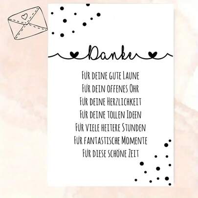 1 cartão de despedida alemão "Danke Fur Alles!" – Uma despedida bem-humorada e sincera para o escritório (11,9 x 16,2 cm + envelope) | Design minimalista de bolinhas pretas para colegas | Presente perfeito para aposentadoria ou mudança de carreira | Serve também para aniversários e Dia dos Pais
