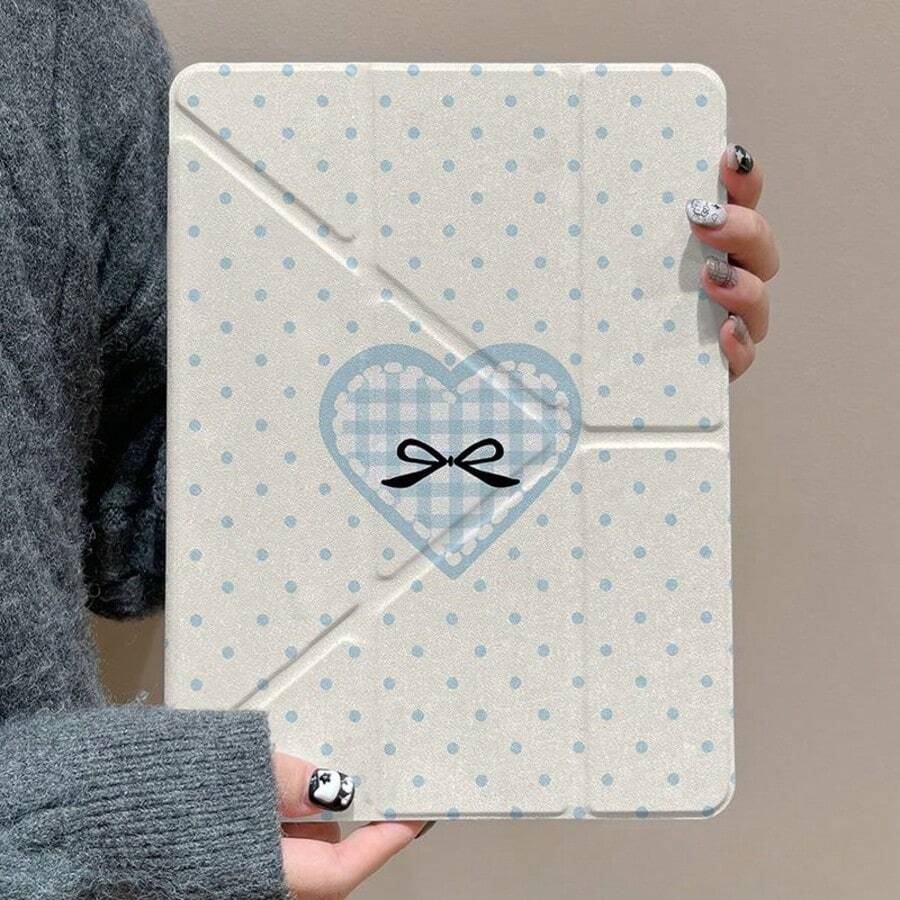 iPad Air 6 Hülle; Neue iPad Hülle für Air 5; Apple iPad Pro Tablet 11, 10. Generation, Mini 7 mit Stift, IP9 Nine Y Fold, 10,2 Zoll, 8 Anti-Biege, 5 Blaues Herz