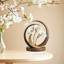 2D 平面白色莲花主题桌面装饰，适用于客厅、厨房和卧室，非常适合节日聚会和桌面展示，配有支架，兼具品质与美感，是理想的节日礼物