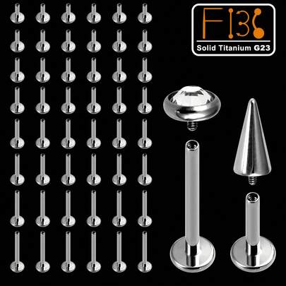 6pcs Flat Back Earrings Tragus Piercing Jewelry Titanium Alloy Studs For Lip Tongue Conch Cartilage Women Helix Men Internally Threaded Earrings