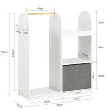 SoBuy Children Kids Wardrobe Closet Dress Up Storage With Hanging Rail, Storage Box And 3 Hooks White W97 X D35 X H108cm KMB40-W - 白色 - 查看 5