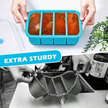 Silicone Freezer Tray With Lid, Food Storage Container, 1 Cup Portion, Ice Cube Tray For Soup Sauce Meal Prep, - Màu xanh lam - Xem 3