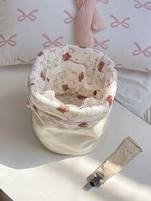 1个帆布抽绳圆筒化妆包，女士抽绳旅行化妆包，抽绳帆布水桶包，可爱碎花抽绳化妆包，大容量化妆品收纳包，旅行圆筒化妆包，洗漱包，女士帆布圆形手提包收纳包，手提包钱包收纳包，圆形化妆袋，水桶形化妆包 - 彩色 - 查看 12