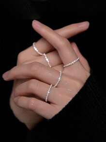 BALMORA 1pc Fashionable Minimalist Sterling Silver Ring For Women For Daily Decoration