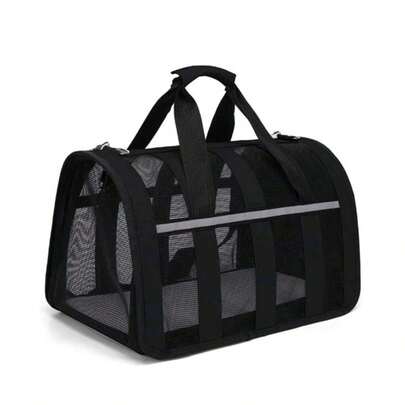 1 pieza Bolsa transportadora de mascotas con ventilación para gatos y perros - Ligera, duradera de nailon con cremallera segura - Perfecta para viajar, hacer senderismo y aventuras al aire libre