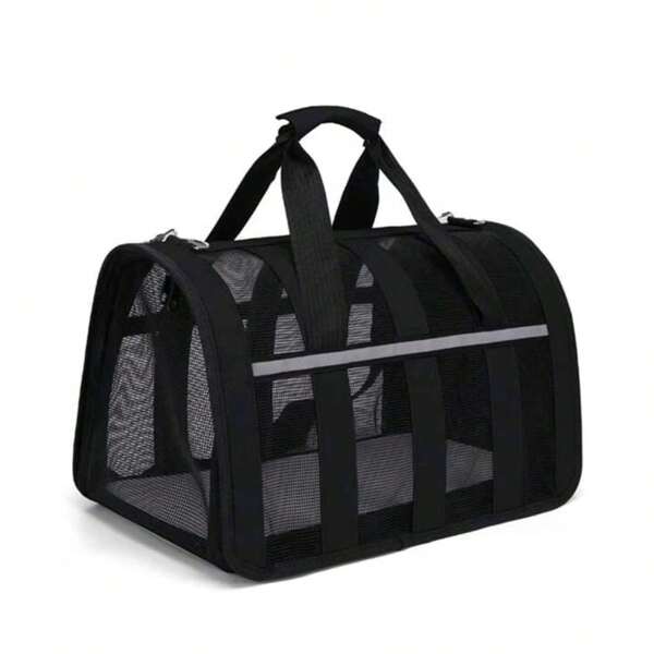 1pc Cat And Dog Ventilated Pet Carrier Bag - Lightweight, Durable Nylon With Secure Zipper - Perfect For Traveling, Hiking, And Outdoor Adventures