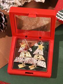 1 Pair Christmas Metal Christmas Tree Rhinestone Earrings, Christmas Gift For Women - Personalized Christmas Tree - View 3