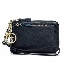 Women's Leather Rfid Coin Purse Small Change Purse Card Holder Keychain Wallet Pouch Wristlet Handbag - Green - View 2