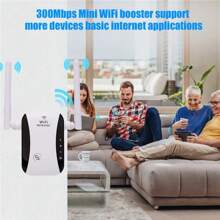 WiFi Extender With Dual Antennas And Signal Booster, 300Mbps High-Speed Coverage | AP Mode + Ethernet Port Eliminates Dead Spots | Perfect For Large-Sized Homes And Stable Gaming And Video Conferencing. Perfect For Home, Work, And Travel. - Black and White - View 10