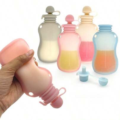 1 件可重复使用的婴儿食物喂食器 - 可挤压母乳储存袋，可清洗且适合冷冻婴儿断奶袋，便携式可加热食品袋，用于酸奶、水果和冰沙 - 理想的婴儿必需品和配件