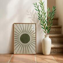 Sun And Moon Wall Set Of 2 Art Prints, Sage Green Wall Arts Abstract Boho Posters, Olive Green Wall Arts, Day And Night Art, Boho Minimalist Gift, Ramadan Decorations, No Frame,Green Decor - Black - View 3